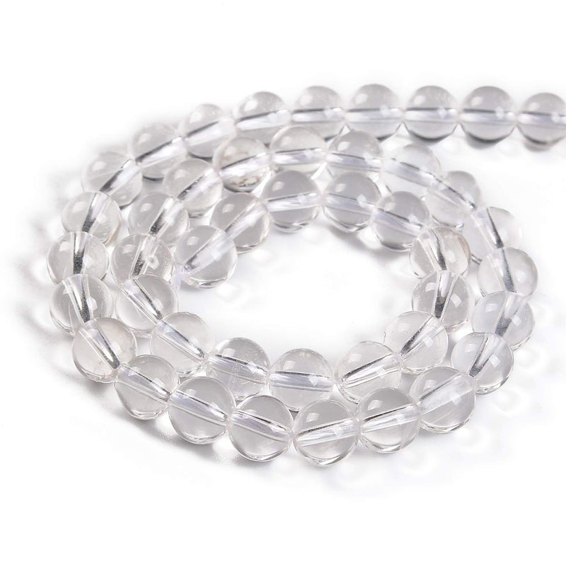 Nancybeads 60pcs 6mm Natural Clear Quartz Crystals Gemstone Round Spacer Loose Stone Beads for Jewelry Making 15.5" 1 Strand (Clear Quartz Crystals, 6mm 60Beads) - Image 2